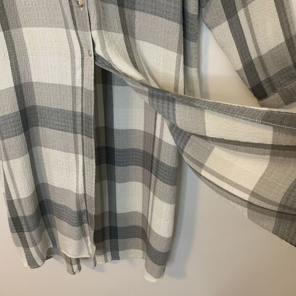 Pilcro Tunic Button Up Shirt Duster Plaid Long Sleeve Anthropologie Size Medium - Picture 5 of 16